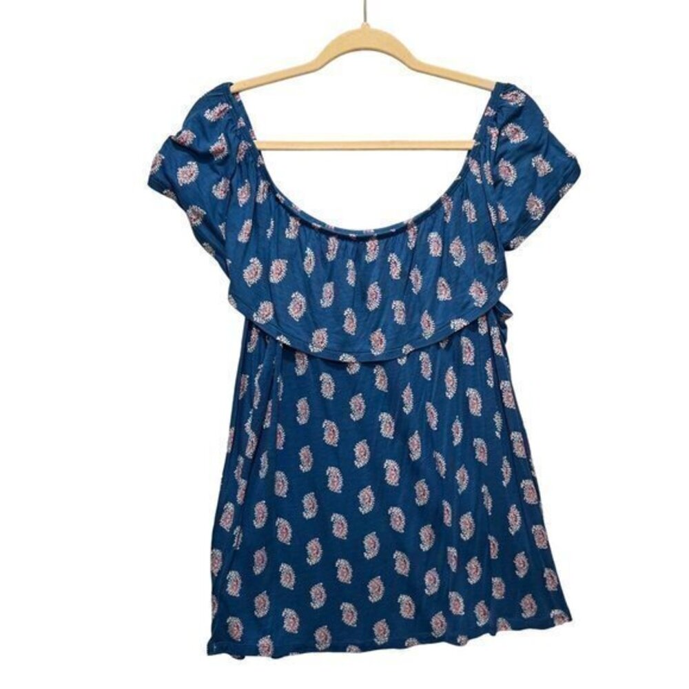 Old Navy Womens Tops Size XL Paisley Ruffle Layer Off The‎ Shoulder